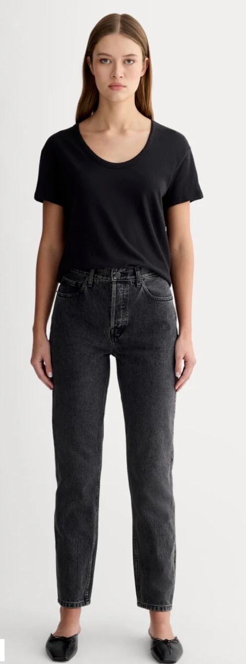 Everlane The Original Cheeky Jean size 27R Acid Wash black MSRP $128